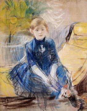 Little Girl in a Blue Dress Artwork by Berthe Morisot