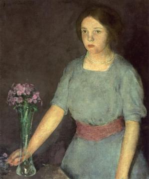 Girl With Vase Artwork by Charles W. Hawthorne