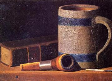 Still Life With Mug, Pipe And Book Artwork by John Frederick Peto