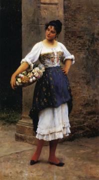 Venetian Flower Seller Artwork by Eugen Von Blaas