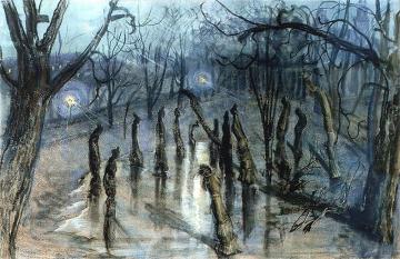 Park At Night Artwork by Stanislaw Wyspianski