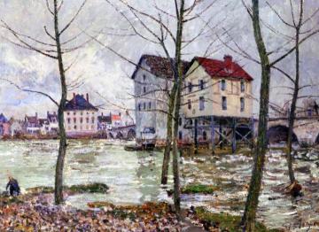 The Mills of Moret - Winter Artwork by Alfred Sisley