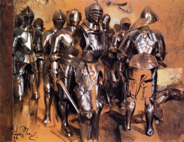 Suits Of Armor Standing Artwork by Adolph von Menzel
