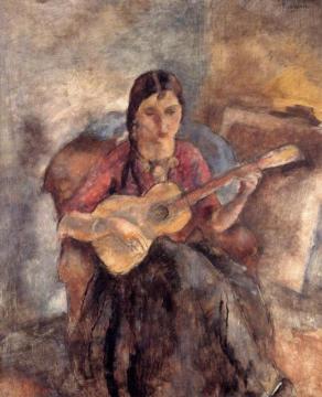 Gypsy With A Guitar Artwork by Jules Pascin