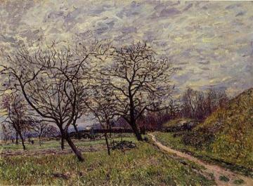Between Veneux and By - December Morning Artwork by Alfred Sisley