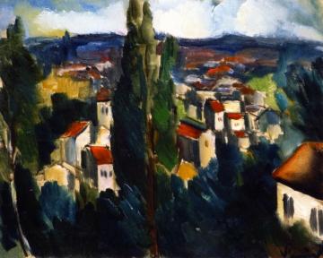 Village View With Cypresses Artwork by Maurice De Vlaminck