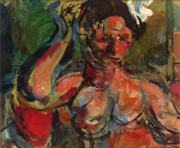 Leaning Woman with a White Flower Artwork by Georges Rouault