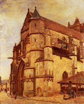 The Church at Moret, Rainy Morning Artwork by Alfred Sisley
