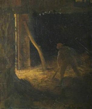 Interior Of A Barn Artwork by Ernest Townsend