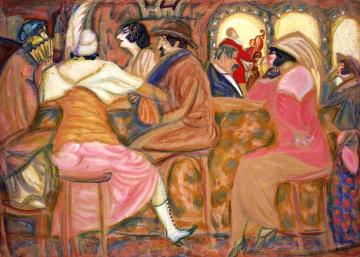 Parisian Cafe Artwork by Boris Grigoriev
