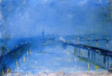 Thames Bridges In The Twilight Artwork by Lesser Ury