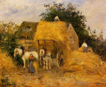The Hay Wagon, Montfoucault Artwork by Camille Pissarro