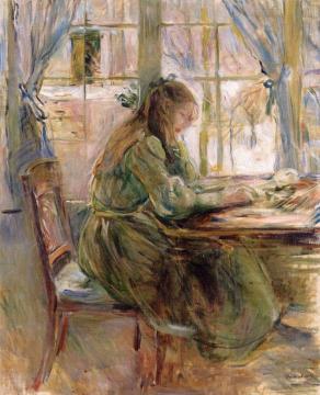 Girl Writing Artwork by Berthe Morisot