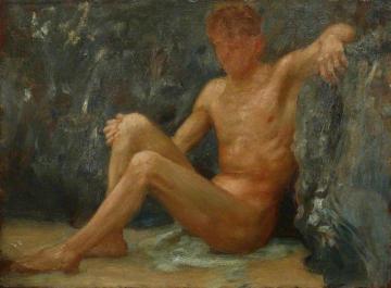 Bather Seated Artwork by Henry Scott Tuke