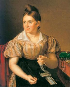 Woman Sewing Artwork by Vasily Tropinin