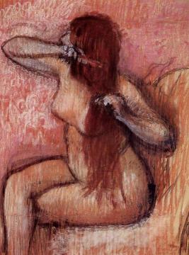 Seated Nude Combing Her Hair Artwork by Edgar Degas