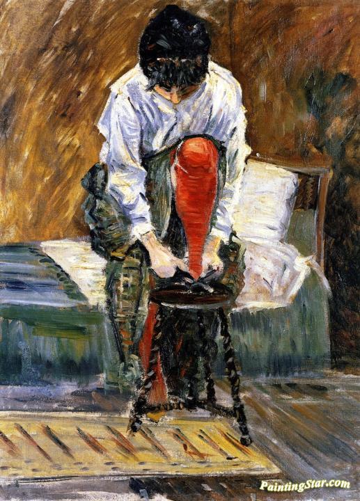 The Red Stocking Artwork by Paul Signac