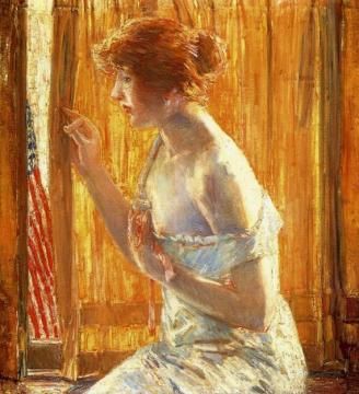 The Flag Outside Her Window, April 1918 Artwork by Frederick Childe Hassam