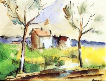 Road And Poplars Artwork by Maurice De Vlaminck