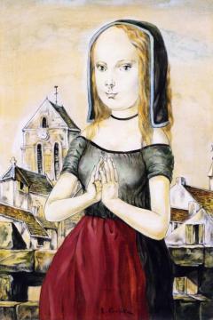 Little Girl with Joined Hands Artwork by Tsuguharu Foujita