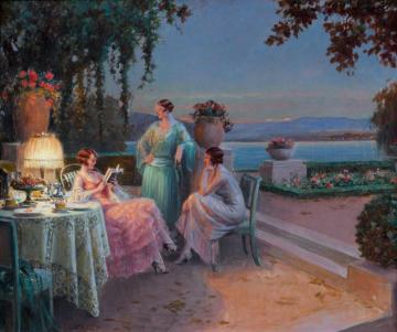 Reading On The Terrace Artwork by Delphin Enjolras