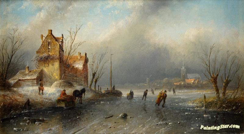 Winter Landscape With River Artwork by Jan Jacob Spohler