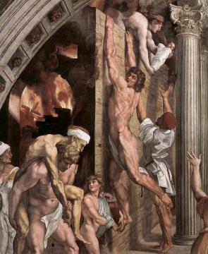 The Fire in the Borgo (detail 1) (Stanza dell'Incendio di Borgo) Artwork by Raphael