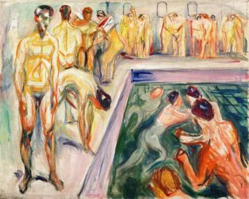 Naked Men In Swimming Pool Artwork by Edvard Munch