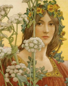 Our Lady Of The Cow Parsley Artwork by Elisabeth Sonrel