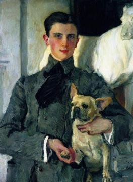 Portrait of Prince Yousoupoff with a Dog Artwork by Valentin Serov