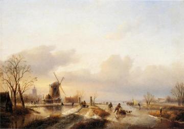Winter Ice Skating Artwork by Jan Jacob Spohler