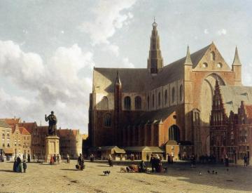 View Of The Market In Haarlem Artwork by Johan Hendrik Weissenbruch