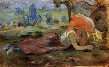 Shepherdess Laying Down Artwork by Berthe Morisot