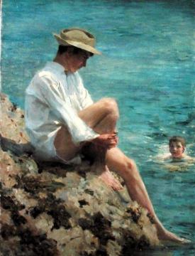 Boys bathing Artwork by Henry Scott Tuke