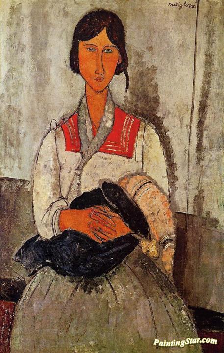 Gypsy Woman with Baby Artwork by Amedeo Modigliani