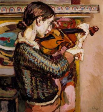 Angelica Playing The Violin Artwork by Duncan Grant