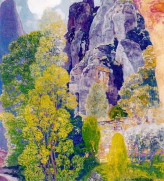 Trees Near The Monastery Of Montserrat Artwork by Hermen Anglada Camarasa