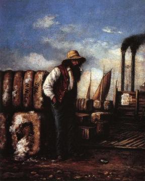 White Man With Cotton Bales On Docks Artwork by William Aiken Walker