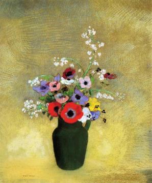 Flowers in a Green Pitcher Artwork by Odilon Redon