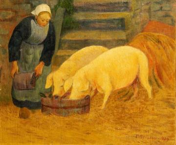 Bretonne Donnant À Manger Aux Cochons Artwork by Paul Serusier