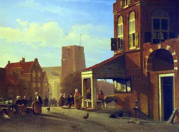 Fish Market In Woudrichem Artwork by Johan Hendrik Weissenbruch