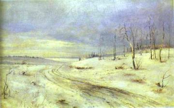 A Winter Road Artwork by Alexei Kondratevich Savrasov