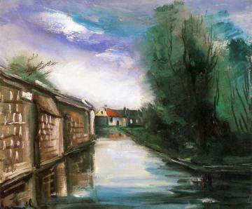 Canal Bordering The Village Artwork by Maurice De Vlaminck