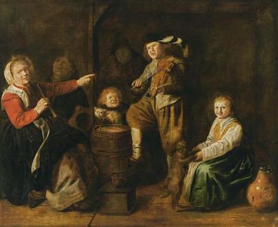 An Interior Scene With Children Making Music Artwork by Jan Miense Molenaer