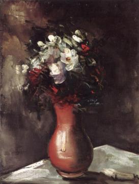 Flowers On A Brown Background Artwork by Maurice De Vlaminck