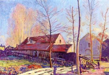 The Mills of Moret, Frost, Evening Effect Artwork by Alfred Sisley