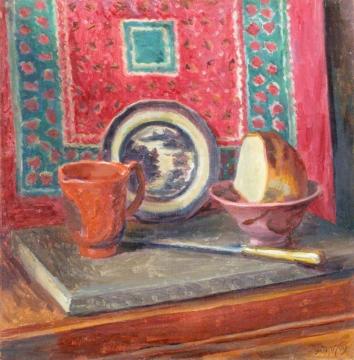 Still Life, The Blue China Plate Artwork by Duncan Grant