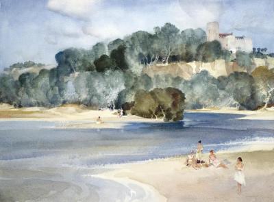 The Beach Below The Chateau Artwork by Sir William Russell Flint