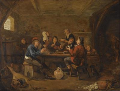 Figures Drinking And Smoking In An Inn, With An Amorous Couple In The Background Artwork by Jan Miense Molenaer