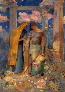 Mystical Conversation Artwork by Odilon Redon